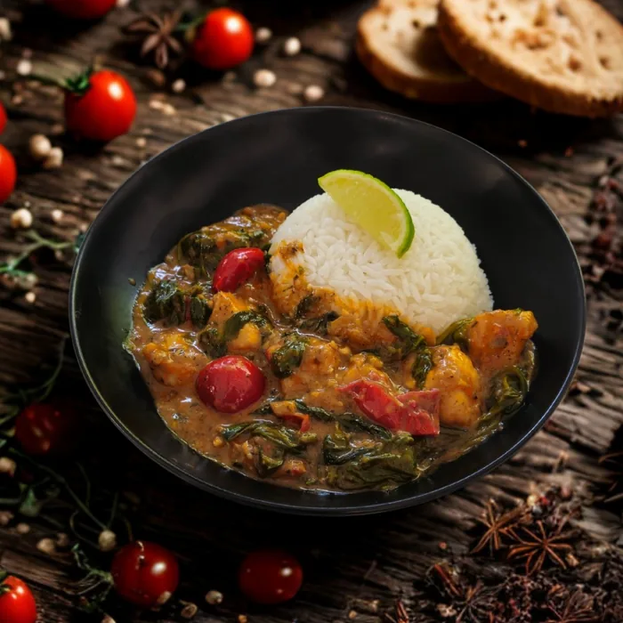 Creamy Cajun Chicken mit Spinat, Cherrytomaten und Reis